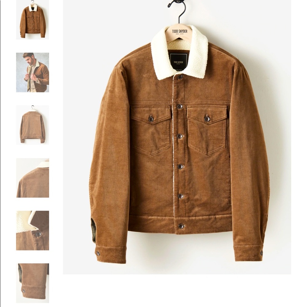 ITALIAN SHERPA LINED CORDUROY JACKET IN CARAMEL